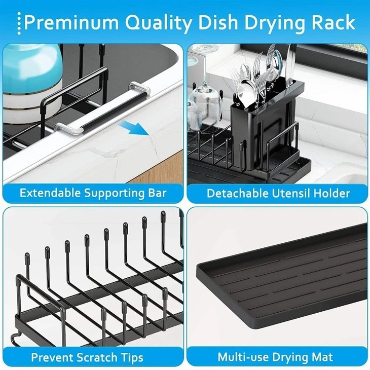 expandable over the sink dish drying rack