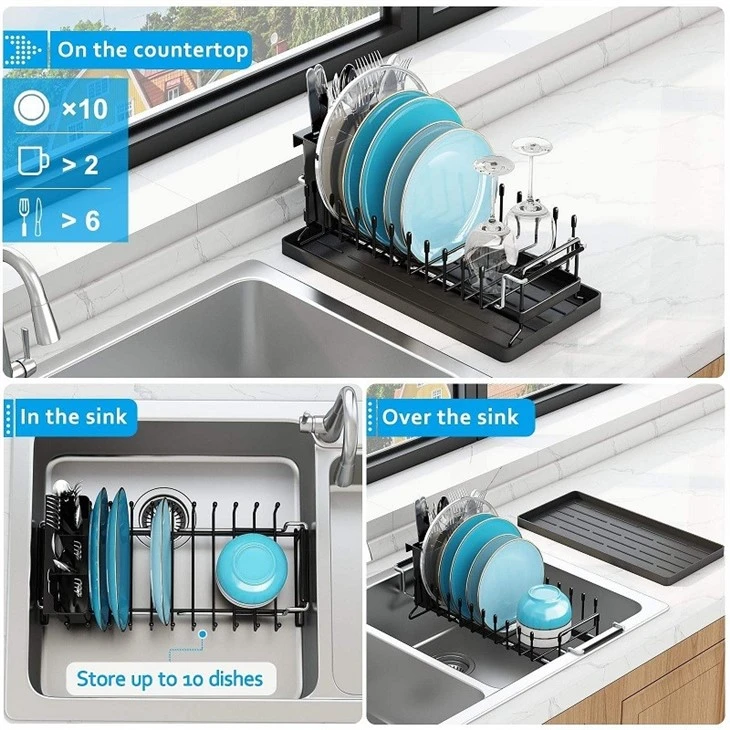 compact dish rack countertop in sink over sink